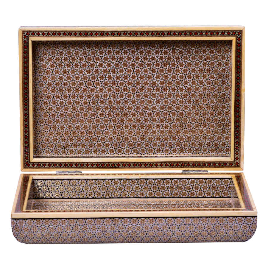 Handgefertigte Holz-Schmuckbox mit persischem Khatam-Design – Nafis