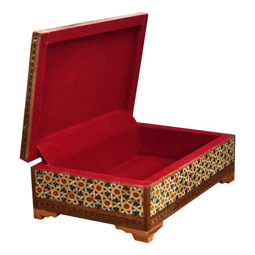 Handgefertigte Holz-Schmuckbox mit persischem Khatam-Design – Parastoo