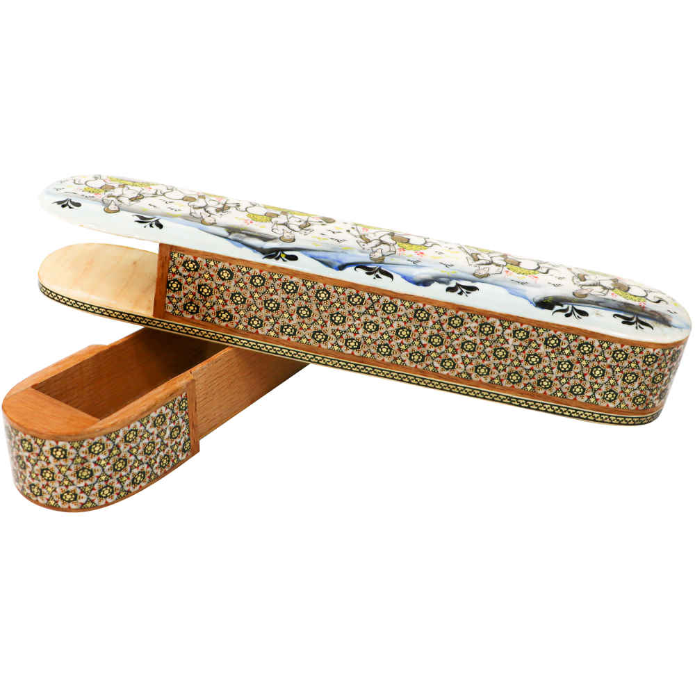 Holz-Bleistiftbox Handgefertigt mit persischer Khatamkari Kunst Chogan