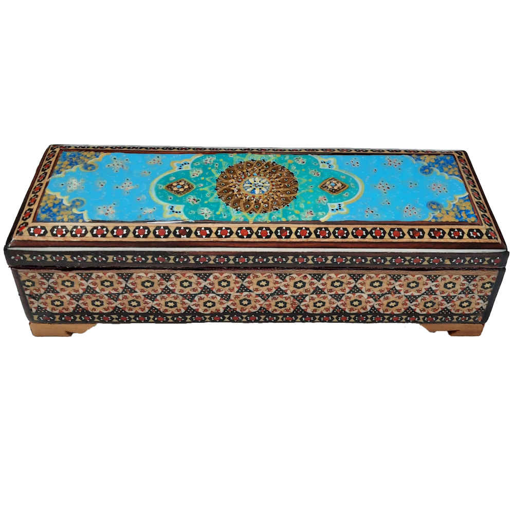 Holz-Bleistiftbox Handgefertigt mit persischer Khatamkari Kunst Eslimi