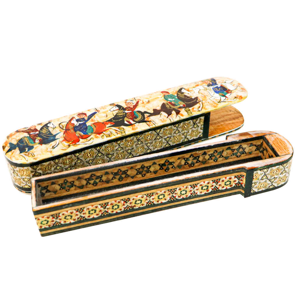 Holz-Bleistiftbox Handgefertigt mit persischer Khatamkari Kunst Kamal