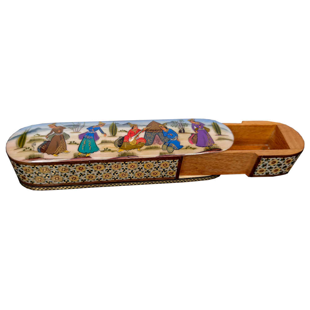 Holz-Bleistiftbox Handgefertigt mit persischer Khatamkari Kunst Mina