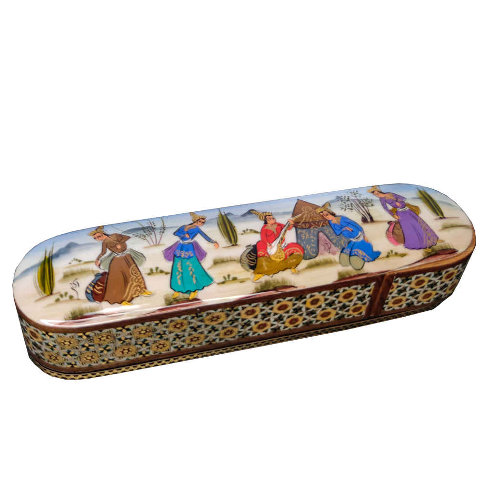 Holz-Bleistiftbox Handgefertigt mit persischer Khatamkari Kunst Mina