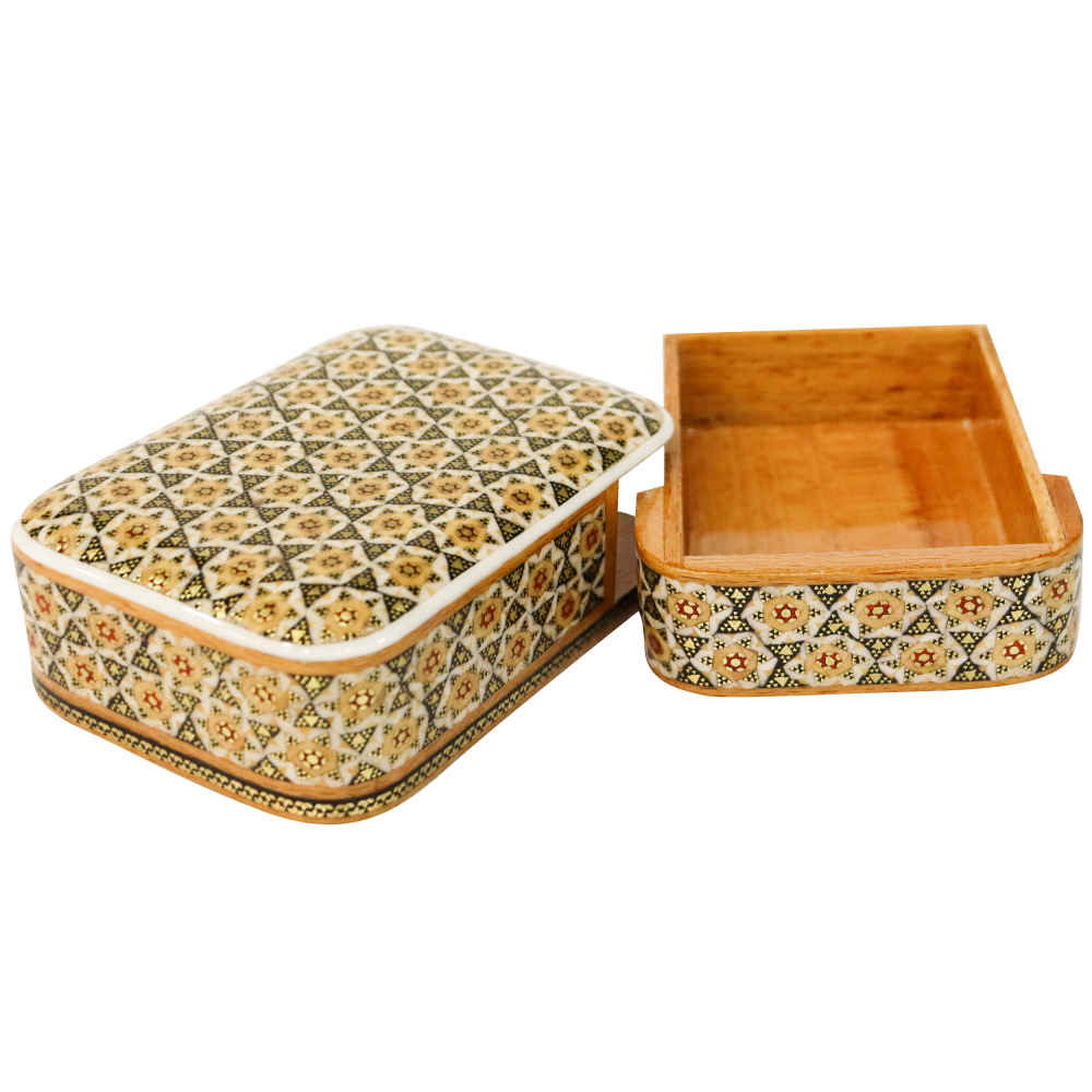 Persische Holz-Spielkarten-Aufbewahrungsbox – Khatam Emaille Hana