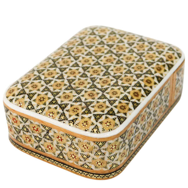 Holz-Visitenkartenbox inspiriert von persischer Khatamkari-Kunst Hana