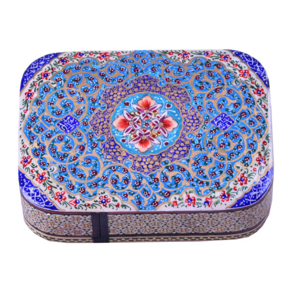 Persische Holz-Spielkarten-Aufbewahrungsbox - Khatam Emaille Orkideh