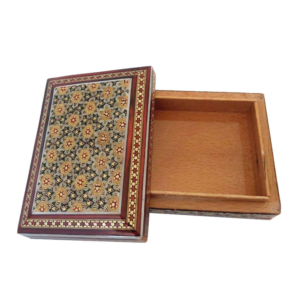 Persische Holz-Spielkarten-Aufbewahrungsbox – Khatam Emaille Taraneh