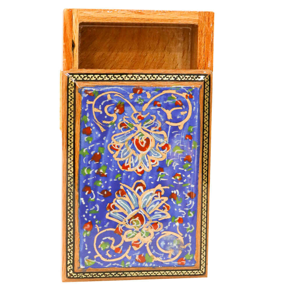 Persische Holz-Spielkarten-Aufbewahrungsbox – Khatam Emaille Tashib