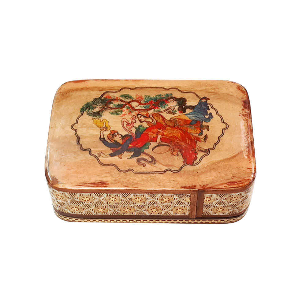 Holz-Visitenkartenbox inspiriert von persischer Khatamkari-Kunst Miniatur