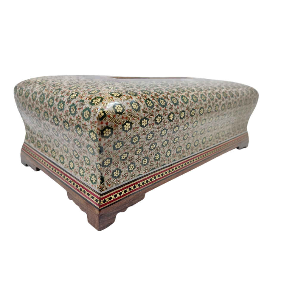 Handgefertigte persische Holz-Taschentuchbox – Khatamkari Atash