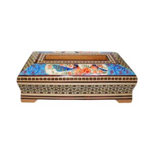 Handgefertigte persische Holz-Taschentuchbox – Khatamkari Atrisa