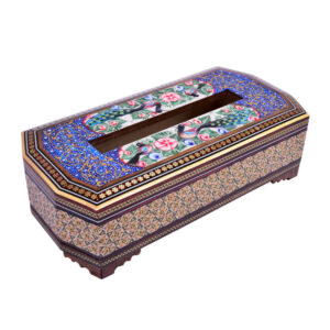 Handgefertigte persische Holz-Taschentuchbox – Khatamkari Borna