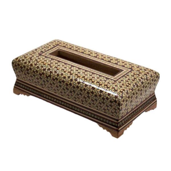 Handgefertigte persische Holz-Taschentuchbox – Khatamkari Javan