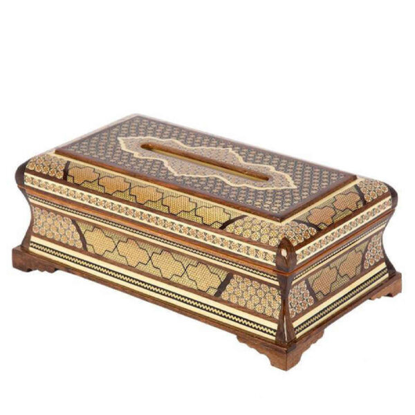 Handgefertigte persische Holz-Taschentuchbox – Khatamkari Maral