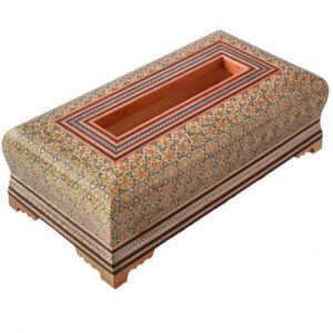 Handgefertigte persische Holz-Taschentuchbox – Khatamkari Parshan