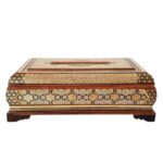 Handgefertigte persische Holz-Taschentuchbox – Khatamkari Sepid