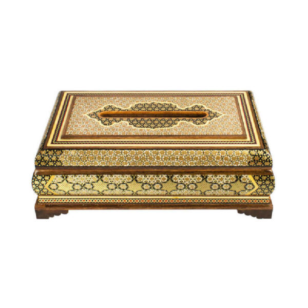 Handgefertigte persische Holz-Taschentuchbox – Khatamkari Shabnam