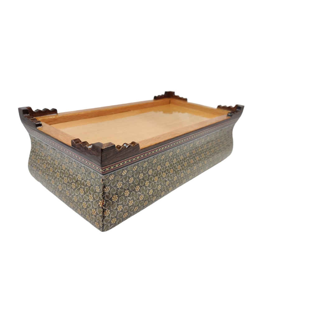 Handgefertigte persische Holz-Taschentuchbox – Khatamkari Taban