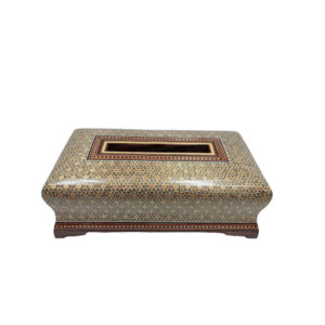 Handgefertigte persische Holz-Taschentuchbox – Khatamkari Taban