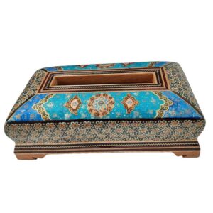 Handgefertigte persische Holz-Taschentuchbox – Khatamkari Tara