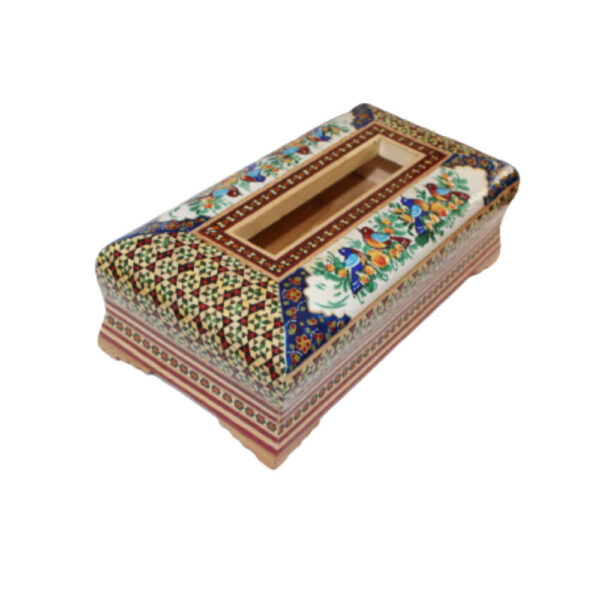 Handgefertigte persische Holz-Taschentuchbox – Khatamkari Abtin