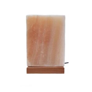 Persische Würfel-Salzlampe – Handgefertigtes Quader-Design mit Holzsockel
