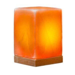 Persische Würfel-Salzlampe – Handgefertigtes Dara-Design mit Holzsockel