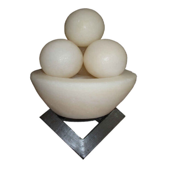 Persische Schüssel Salzlampe - Licht Modell mit runden Salzkristallen und Holzsockel