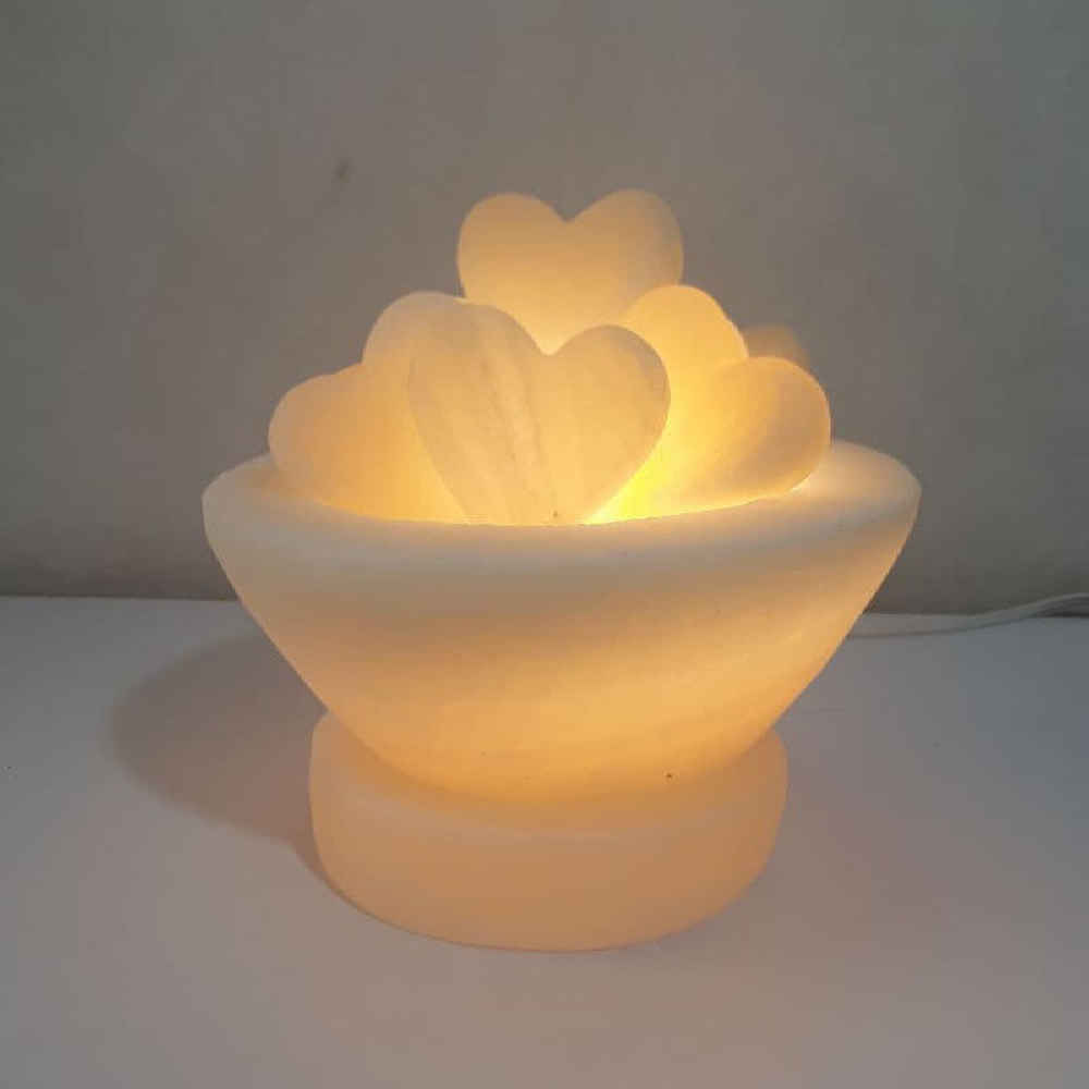 Persische Schüssel Salzlampe – Liebes Modell mit herzförmigen Salzkristallen