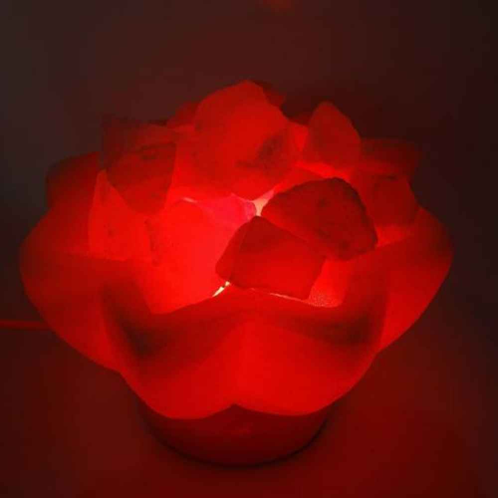 Persische Schüssel Salzlampe – Stern Modell mit Holzsockel und Salzkristallen