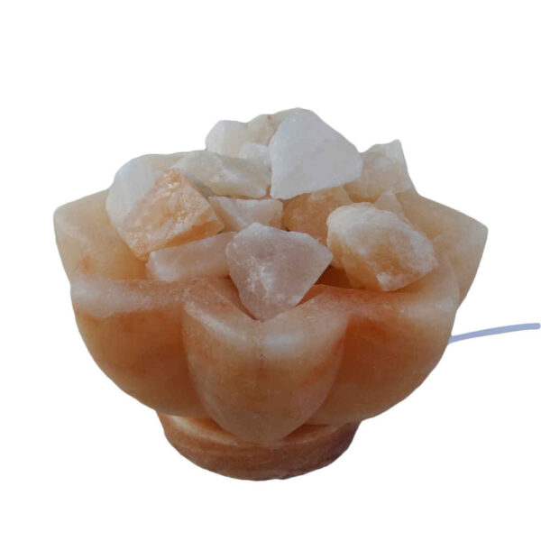 Persische Schüssel Salzlampe - Stern Modell mit Holzsockel und Salzkristallen