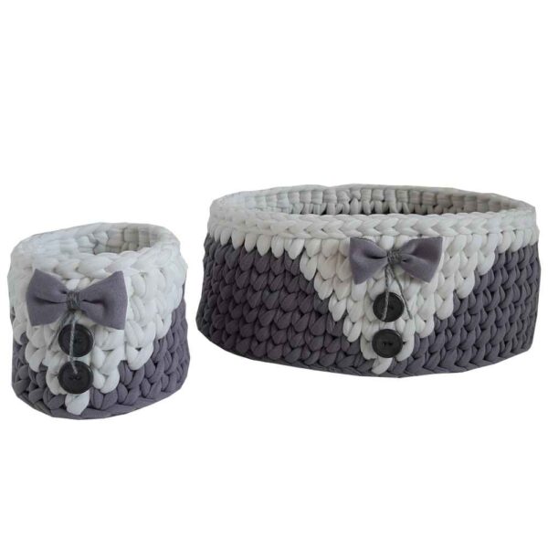 Set aus 2 Häkel-Aufbewahrungskörben Garn Modell Dara