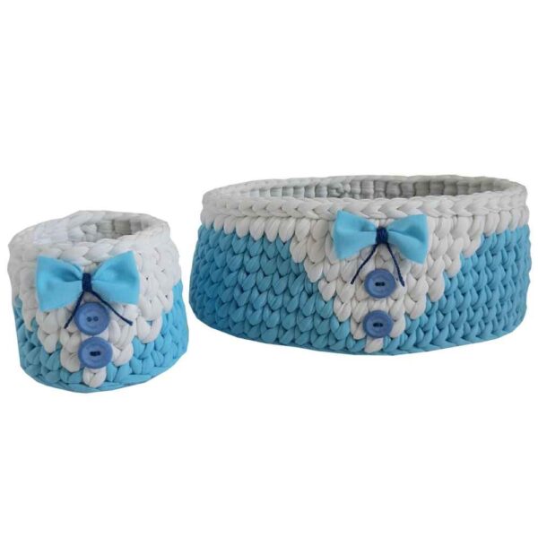 Set aus 2 Häkel-Aufbewahrungskörben Garn Modell Dina