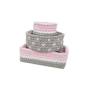 Set aus 3 Häkel-Aufbewahrungskörben Garn Modell Baby