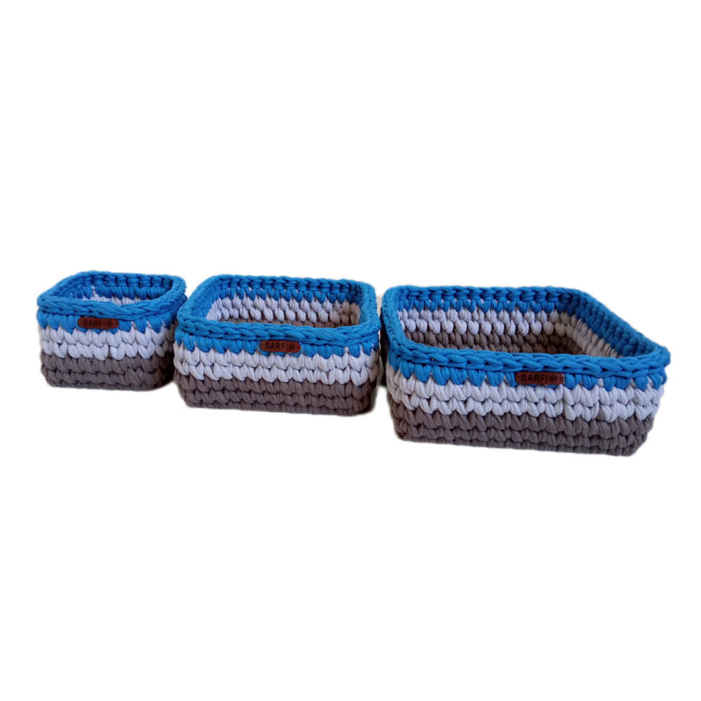 Set aus 3 Häkel-Aufbewahrungskörben Garn Modell Darya