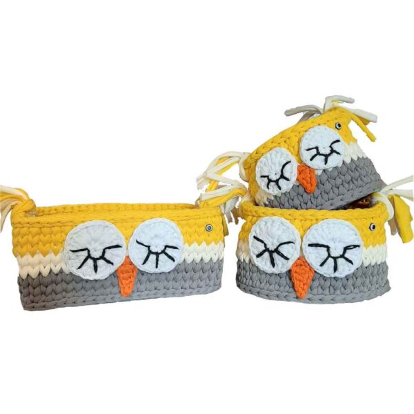 Set aus 3 Häkel-Aufbewahrungskörben Garn Modell Joghd