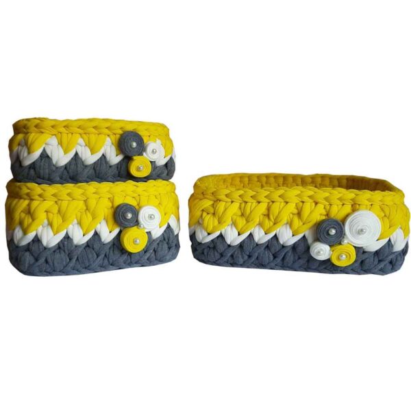 Set aus 3 Häkel-Aufbewahrungskörben Garn Modell Laya