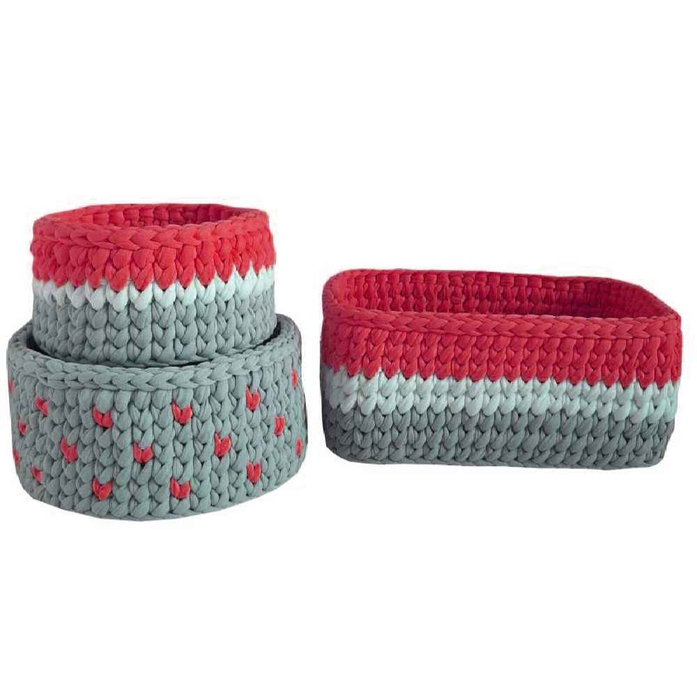 Set aus 3 Häkel-Aufbewahrungskörben Garn Modell Liona