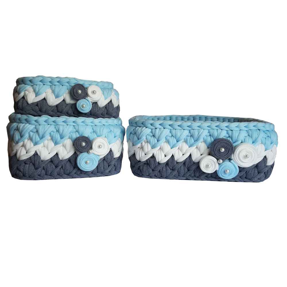 Set aus 3 Häkel-Aufbewahrungskörben Garn Modell Pegah