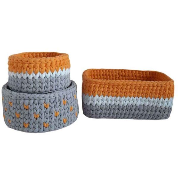 Set aus 3 Häkel-Aufbewahrungskörben Garn Modell Roya