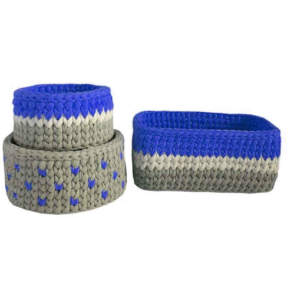 Set aus 3 Häkel-Aufbewahrungskörben Garn Modell Sina