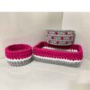 Set aus 3 Häkel-Aufbewahrungskörben Garn Modell Violett
