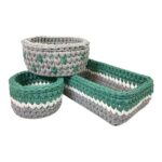 Set aus 3 Häkel-Aufbewahrungskörben Garn Modell Zina