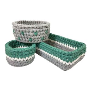 Set aus 3 Häkel-Aufbewahrungskörben Garn Modell Zina