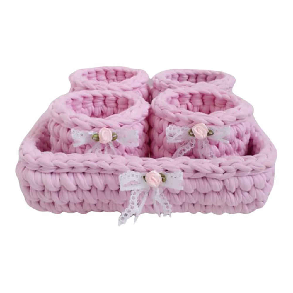 Set aus 5 Häkel-Aufbewahrungskörben Garn Modell Rima