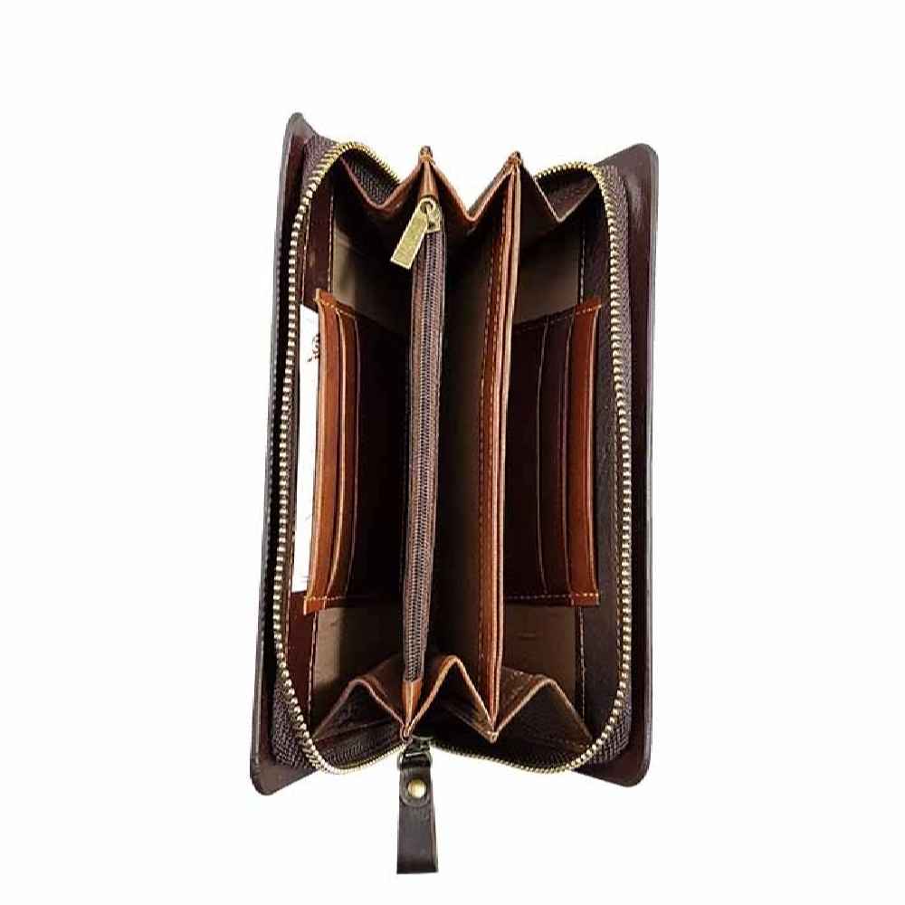 Persischer Leder-Langgeldbeutel für Damen mit Hasiri-Design