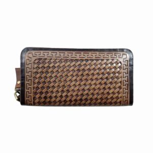Persischer Leder-Langgeldbeutel für Damen mit Hasiri-Design