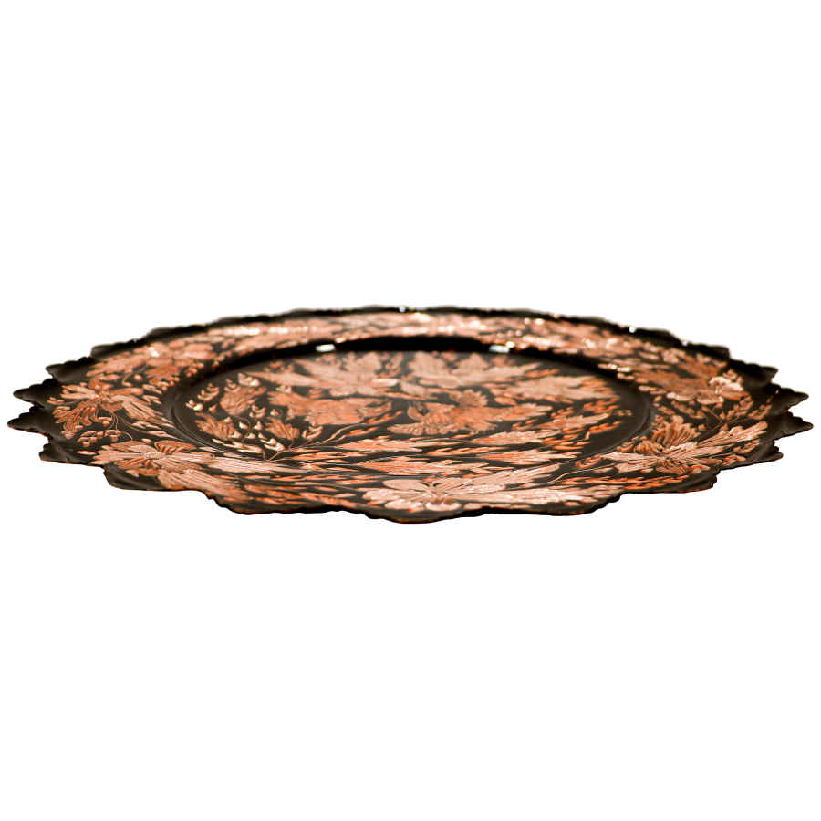 Persischer dekorativer Kupferteller graviert Blumen