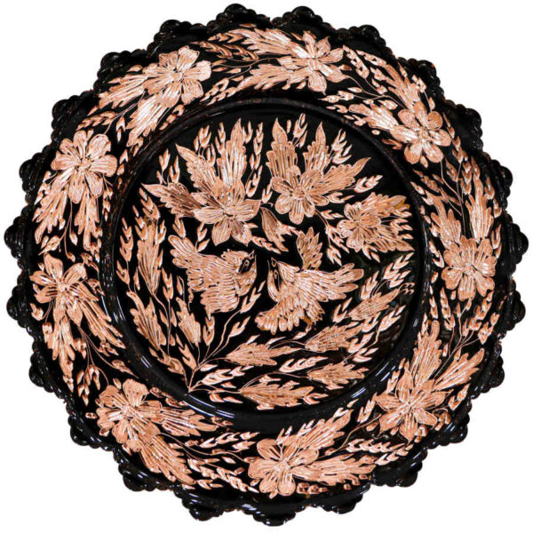 Persischer dekorativer Kupferteller graviert Blumen