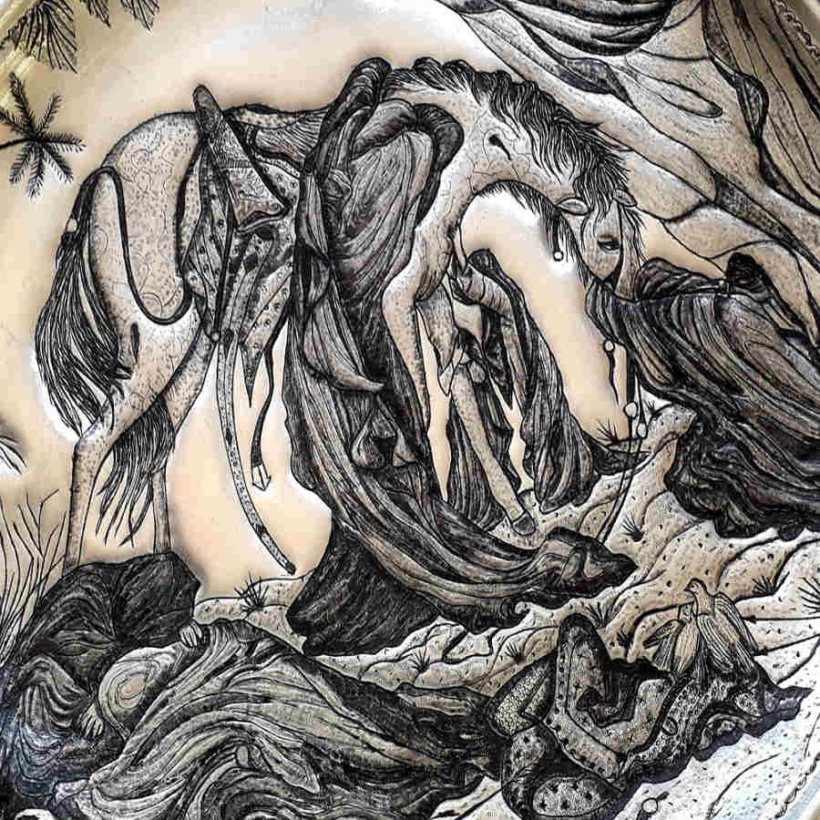 Islamischer dekorativer Kupferteller graviert Ashura